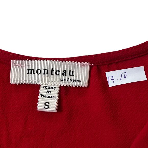 Monteau Red Peplum Blouse Women's Top Size Small | 13-10 - Picture 5 of 7